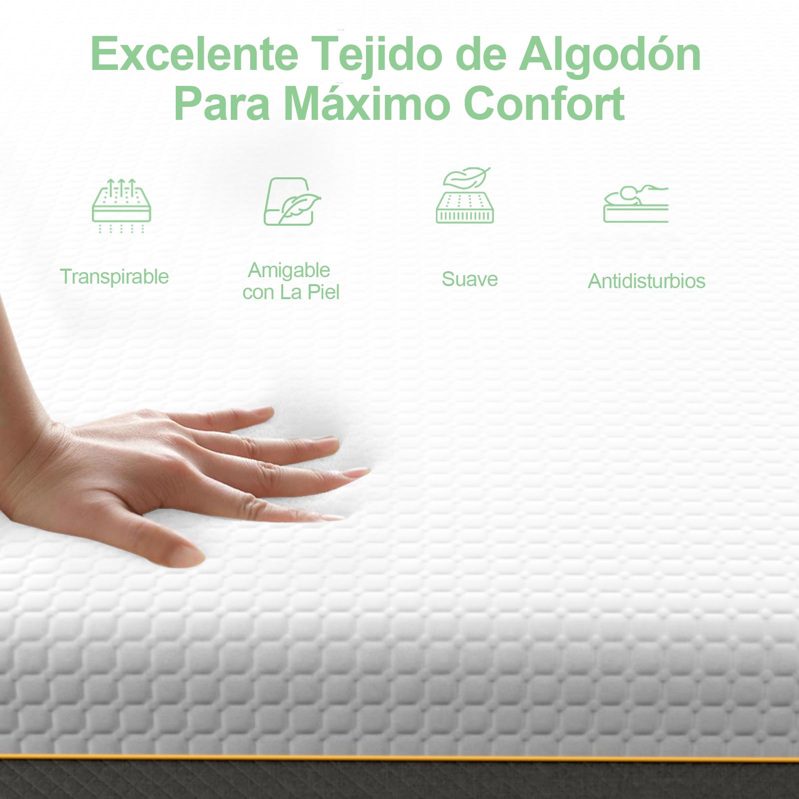 wowttrelax Colchón de Matrimonio de 160 x 200 cm, Altura 20 cm, colchón ortopédico de Espuma viscoelástica, 9 Zonas de Confort, Revestimiento de Tela Lavable, Resistente a los ácaros Transpirable