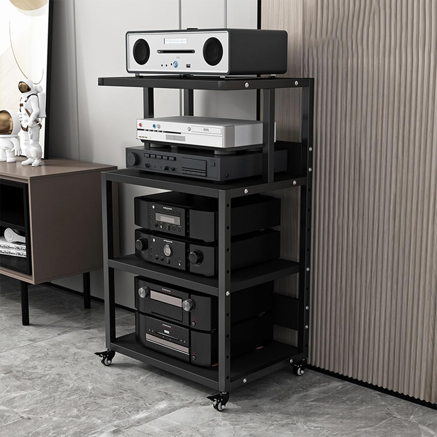 Amazon.com: 4-Tier Modern AV Media Stand Audio Rack Tower CD Player ...