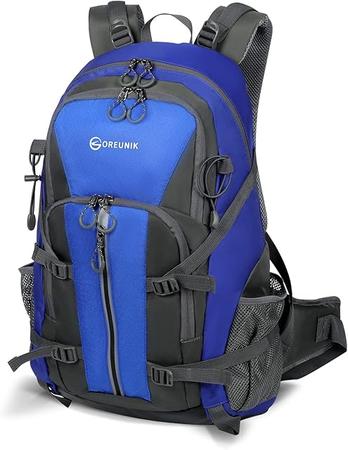 Oreunik Hiking Backpack 45L, Breathable Lightweight Waterproof Rucksack for Men Women, Multi-functional Hang System Large Rucksack for Outdoor Mountaineering Trekking Camping
