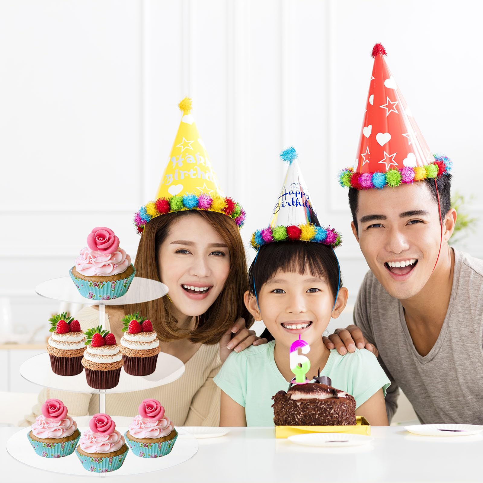 sourcing map 1 set di supporto per torta con manico per cupcake e