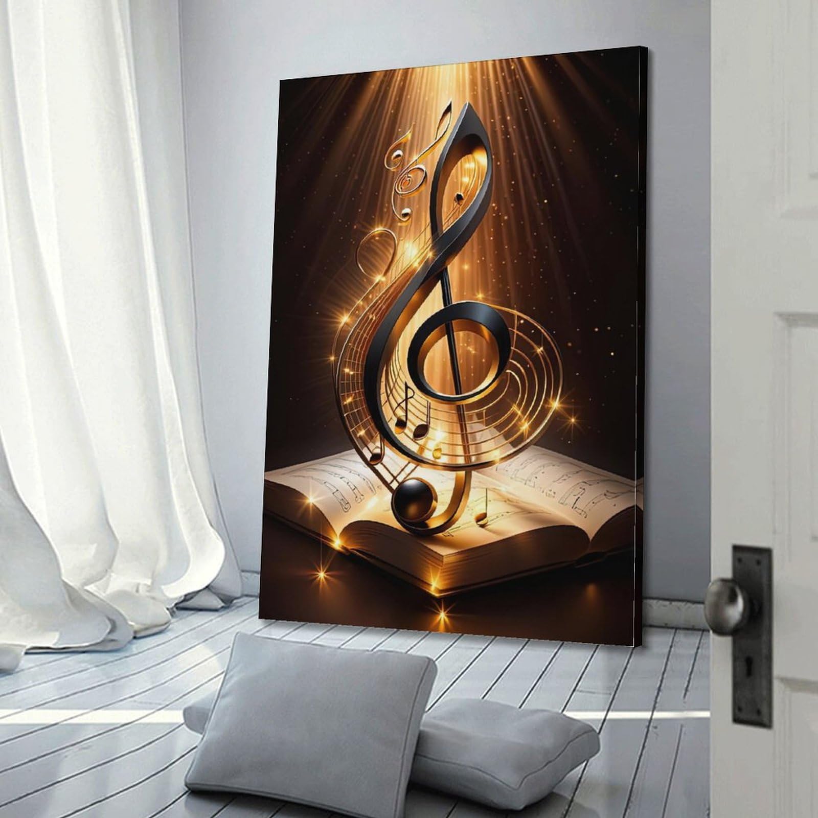 GLJXFP Poster decorativo da parete con illustrazione artistica 3D e note musicali, poster decorativo su tela, poster decorativo per camera da letto, per camera da letto, 40 x 60 cm