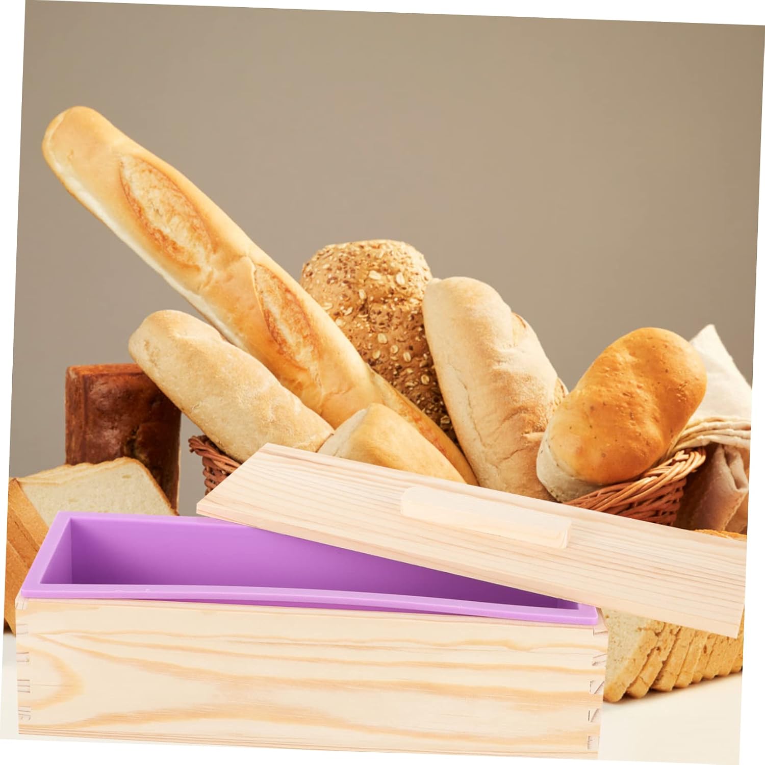1Set Toast Mold Reusable Rectangle Bread Pan with Lid for Home Baking for Making Toast and Soap Safe and Polished for Easy Use