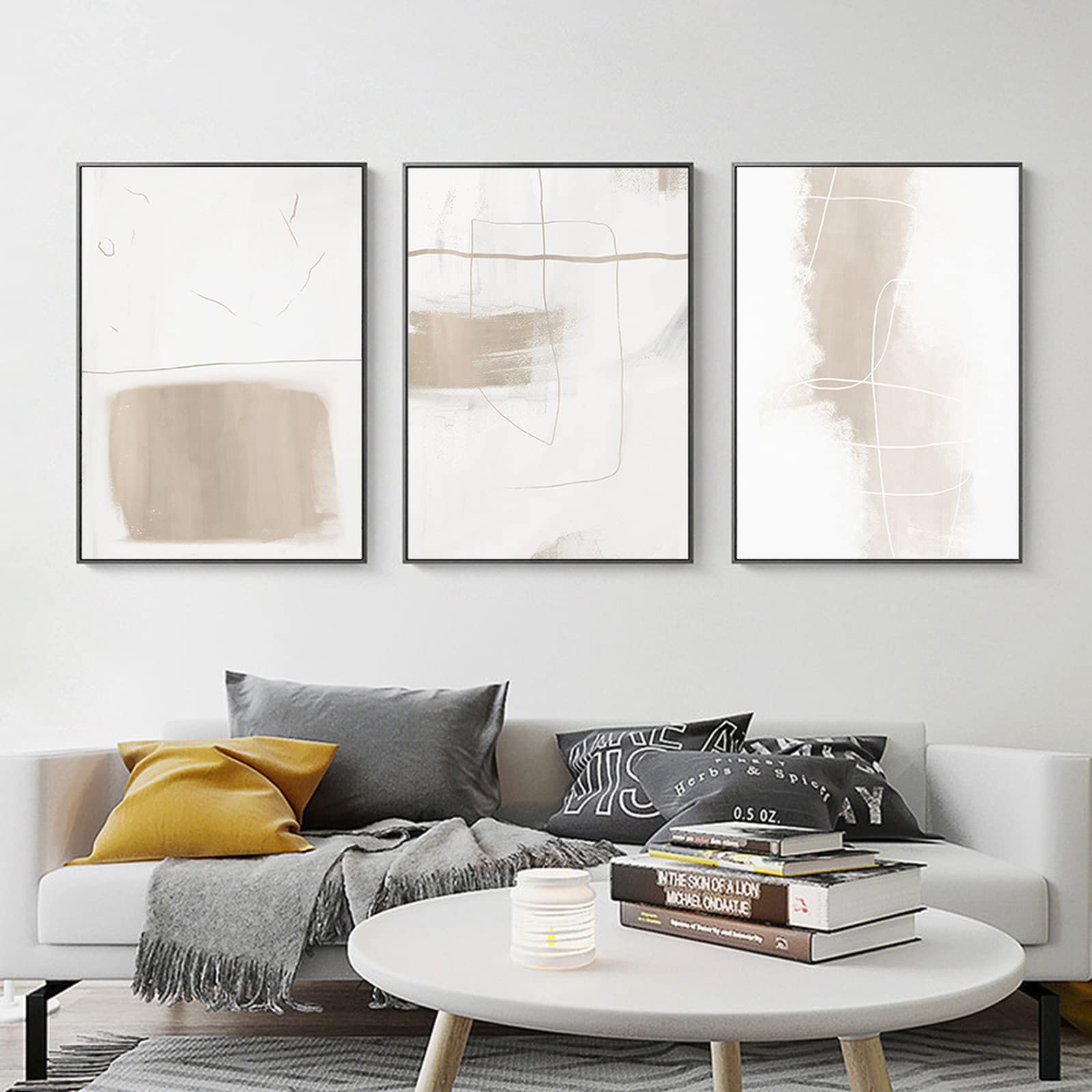 Minimalistyczne plakaty i nadruki styl abstrakcja sztuka ścienna beżowy obraz na płótnie skandynawska nowoczesna dekoracja obrazy do salonu nieoprawione 50 × 70 cm × 3 szt