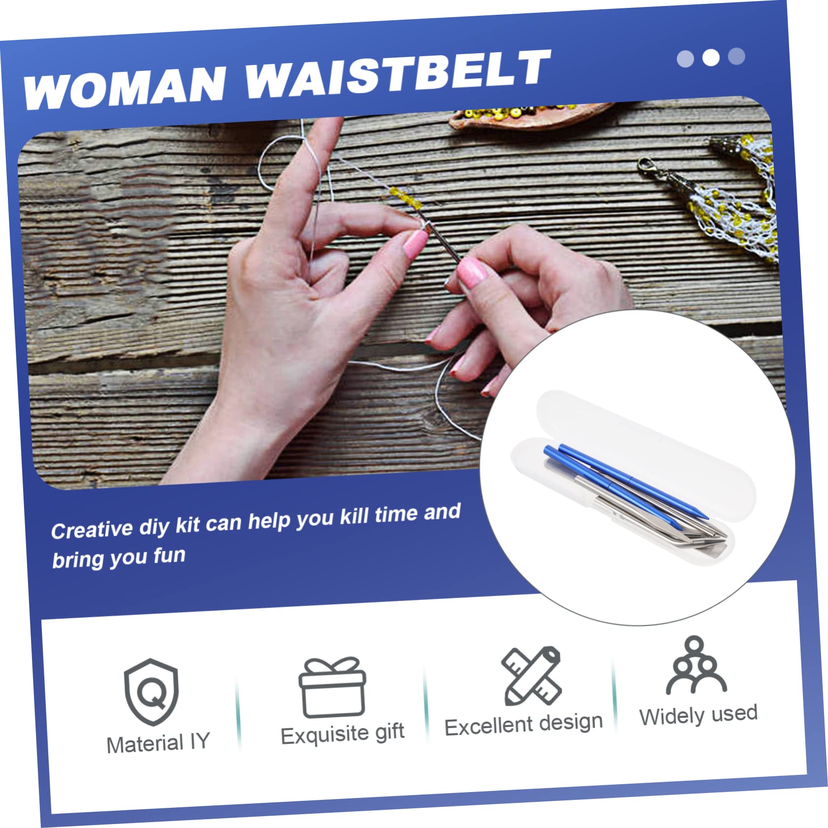 IWOWHERO 1 Set Braider 5 Sizes Lacing Needles DIY Bracelet Weaving Kit Professional Tools