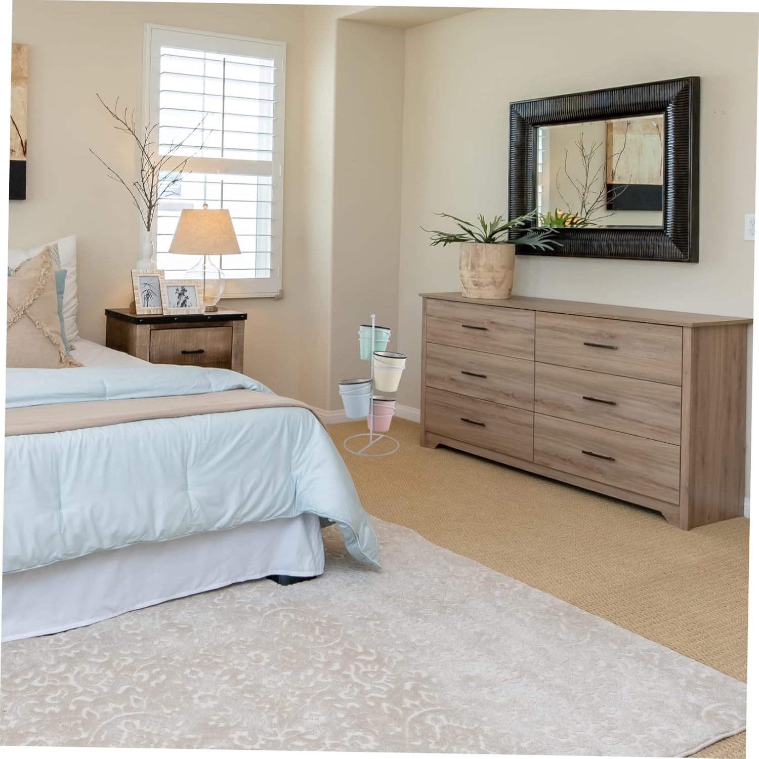 Happyyami 1set Retro Wrought Iron Flower Pot Rack Multi-layer Ceramic Planter Stand for Home Decor Decorative Flower Shelf for Plants and