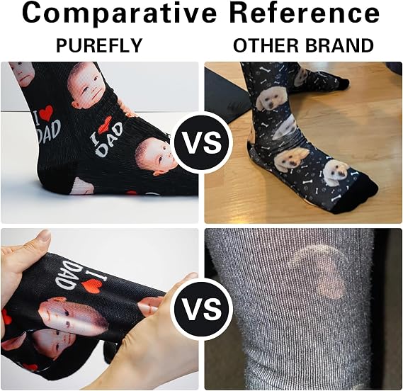 PUREFLY SHIPS NEXT DAY Custom Socks with Photos, Personalized Gifts for Men, Funny Gag Gift, Print Your Face on Sock