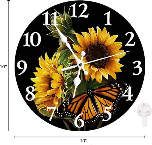 Miniatura 7 de LOKMU Reloj silencioso sin tictac de 10 pulgadas, reloj de pared redondo, decorativo para sala de estar, cocina, hogar, baño, dormitorio, oficina o