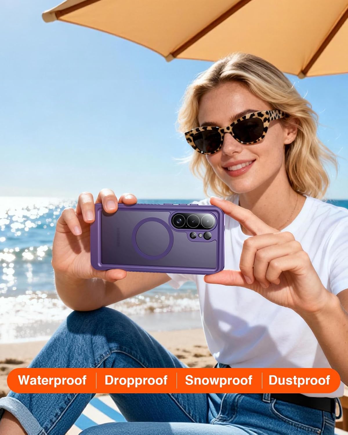 Lanhiem Magnetic for Samsung Galaxy S26 Ultra Case, IP68 Waterproof Dustproof, Built-in Screen Protector, Rugged Full Body Shockproof Cover for Galaxy S26 Ultra 5G 6.9 Inch, Purple