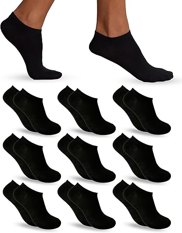 9/18 Pares Calcetines cortos Unisex de Algodón con 200 Hiladas | Calcetines Tobilleros Hombre y Mujer para el día a día.