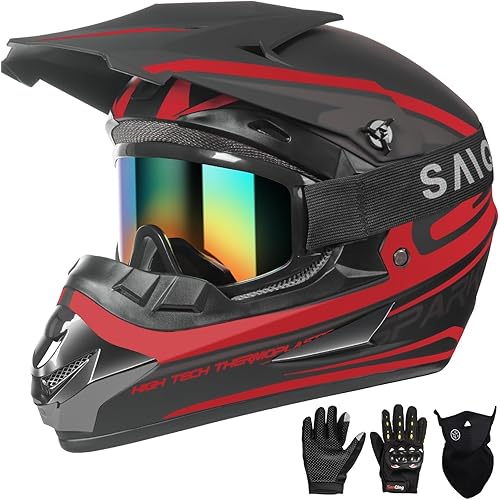 Casco de motocross para niños y jóvenes, casco para ATV para adultos y bicicleta de tierra, casco de motocicleta de cara completa para BMX de 4