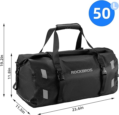 Miniatura 27 de ROCKBROS Bolsa de lona impermeable de 60 litros para motocicleta, bolsa de lona seca para motociclismo, barco, kayak, camping, pesca, aventura al