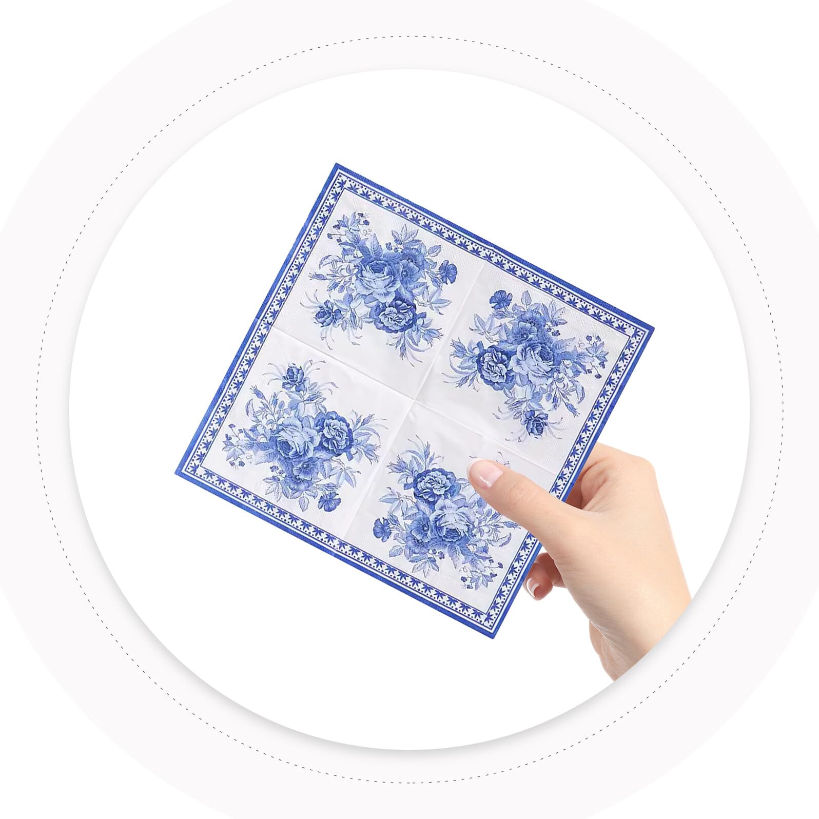 120 Unidades Servilletas Desechables Vintage de Papel Diseño Elegante Chinoiserie Azul, Resistentes al Desvanecimiento, Ideales para Reuniones Festivas y Uso de Invitados