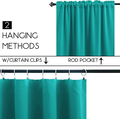 Miniatura 5 de KOUFALL Cortinas de ventana de sótano verde azulado de 18 pulgadas de largo para ventanas pequeñas con bolsillo para barra, oscurecimiento de la