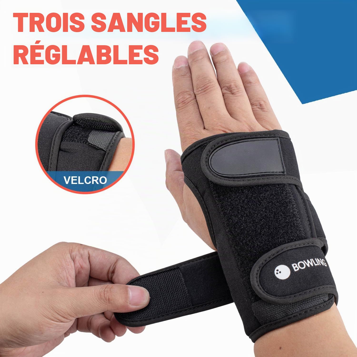 Gants de bowling - Support de poignet et positionneur - Main droite M