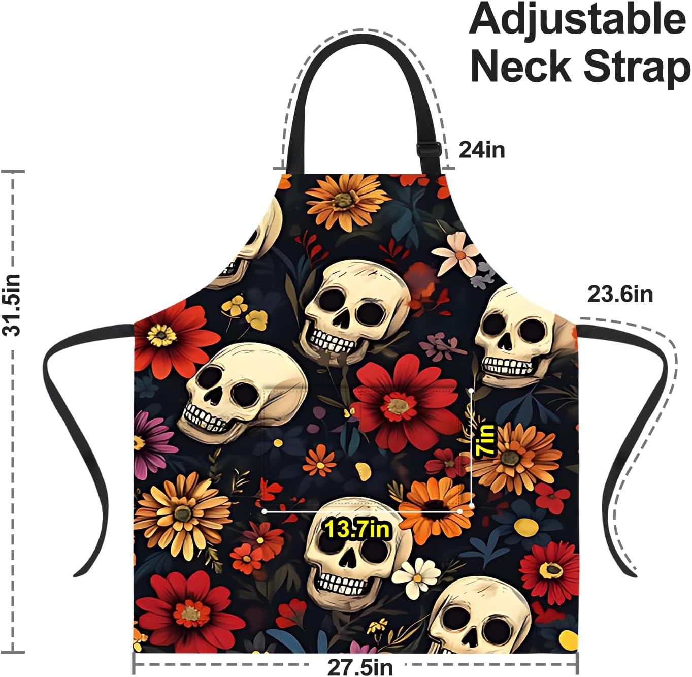ANNA QUEEN Funny Cat Apron for Women Men with Pockets Spring Sunflower Apron Adjustable Kitchen Chef Cooking Apron