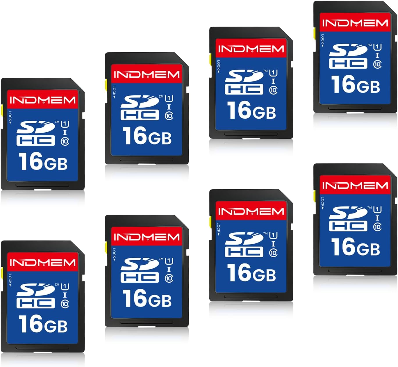 SD Card 16GB, 8-Pack UHS-I Class 10 MLC Flash Memory Card, High-Speed Secure Digital Cards for Cameras, DSLR, Action Cams - Reliable Storage