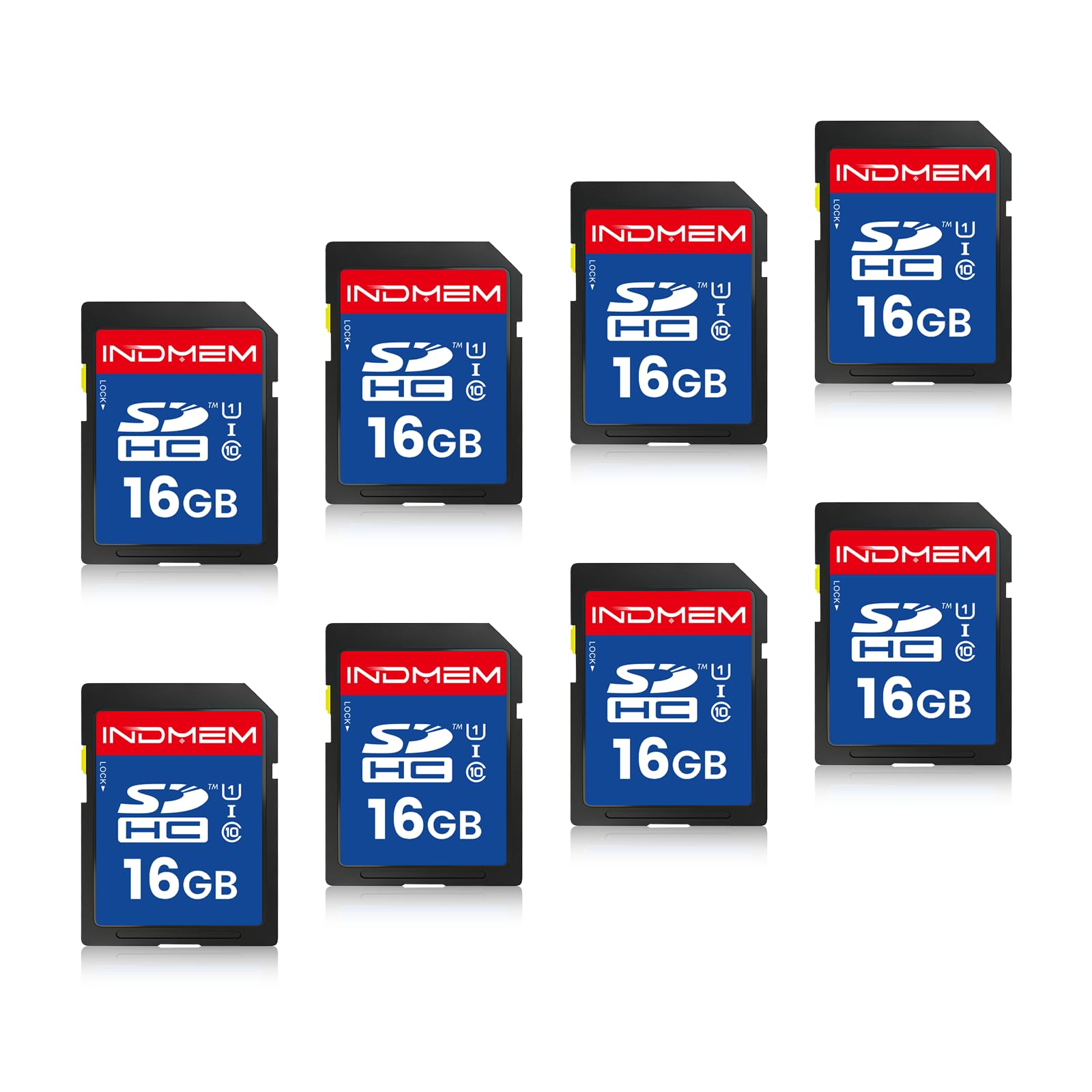 Tarjeta SD de 16 GB, paquete de 8 tarjetas de memoria flash UHS-I Clase 10 MLC, tarjetas digitales seguras de alta velocidad para cámaras, DSLR, cámaras de acción, almacenamiento fiable