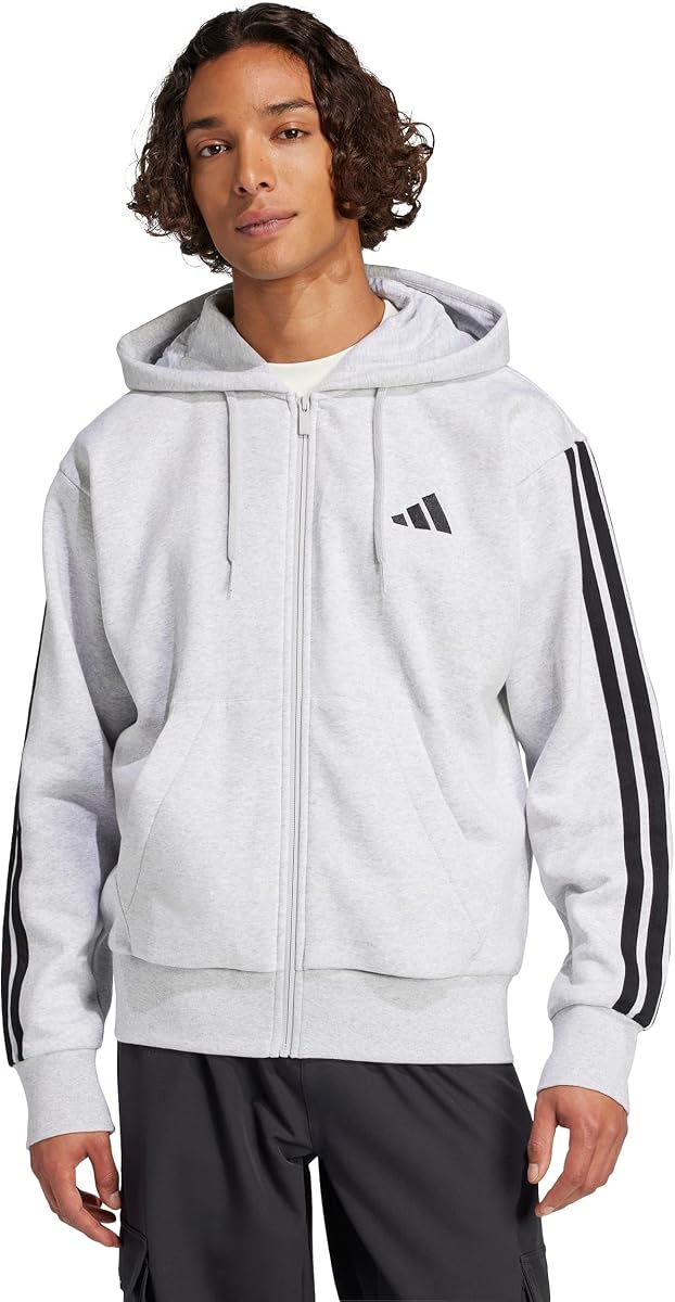 adidas Essentials Sudadera con capucha de forro polar con 3 rayas para hombre