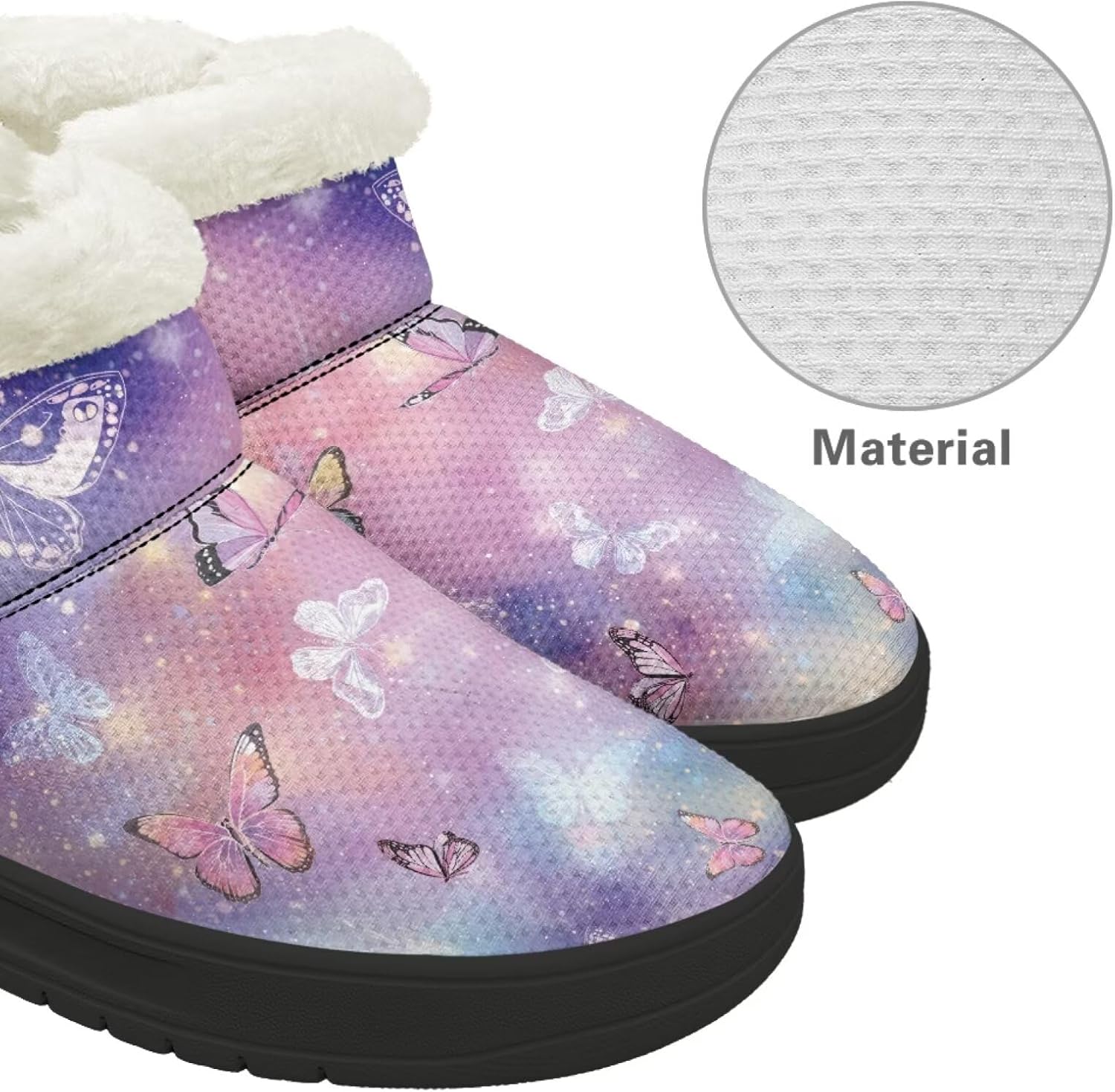 Women's Christmas Snow Boots Soft Plush Ankle Shoes Anti-Slip Sole Winter Booties for Women Cold Weather