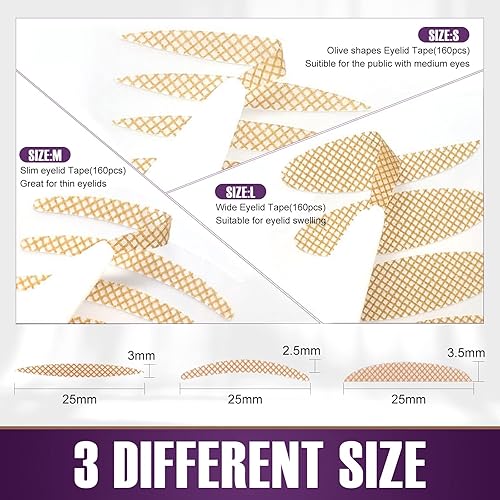 Miniatura 5 de Aromandina Cinta para párpados, tiras invisibles de doble levantador, calcomanías impermeables con varillas de tenedor y pinzas para párpados