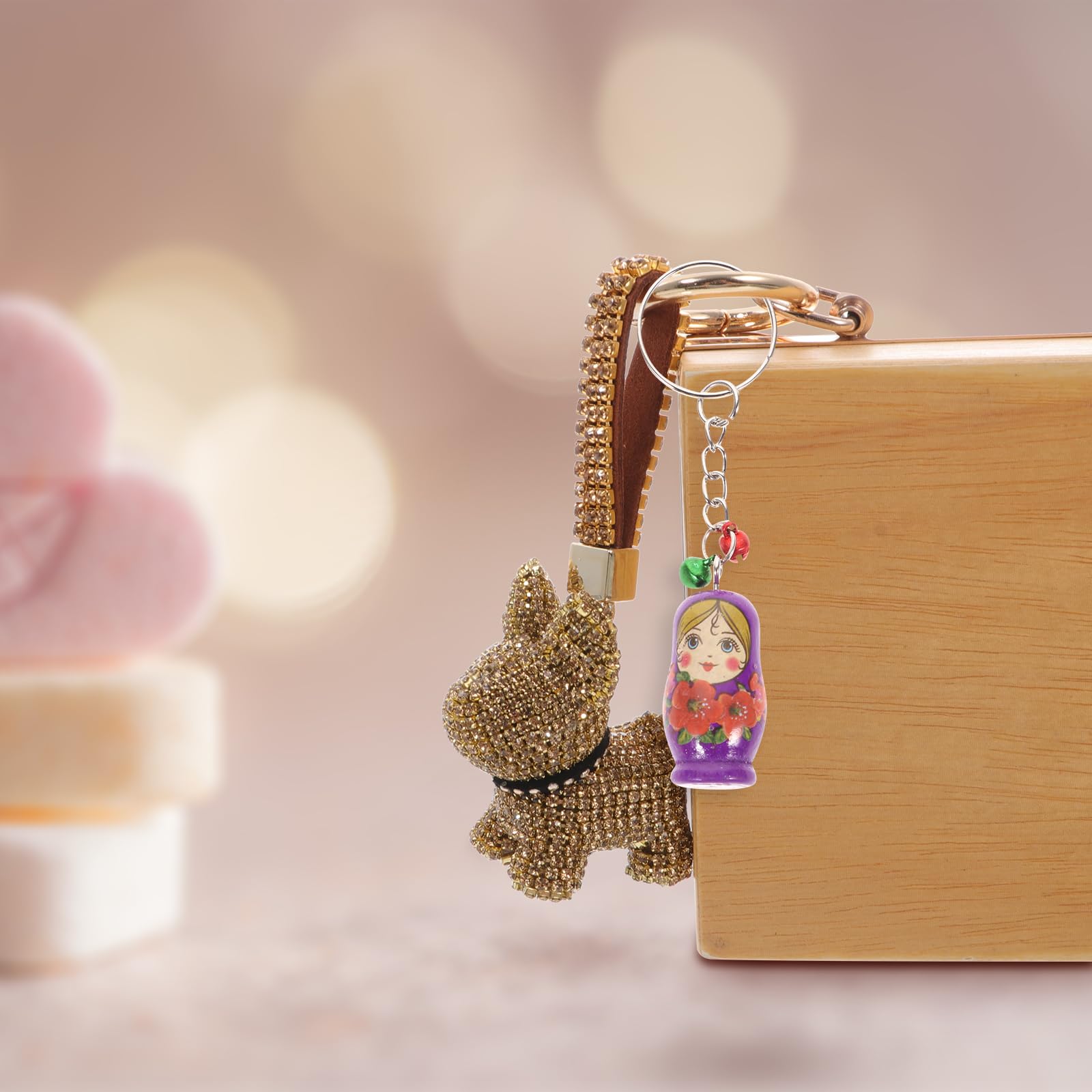 EXCEART 12 StüCk Holz SchlüSselanhäNger Russische Matroschka Puppen Handgefertigte Babuschka AnhäNger Dekorative Geschenkidee FüR Weihnachten Und Zuhause
