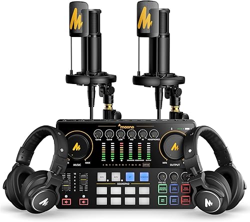 Miniatura 11 de MAONO Paquete de equipos de podcast: mezclador de interfaz de audio con entrada XLR dual para transmisión de podcasts - MaonoCaster E2 Gen2