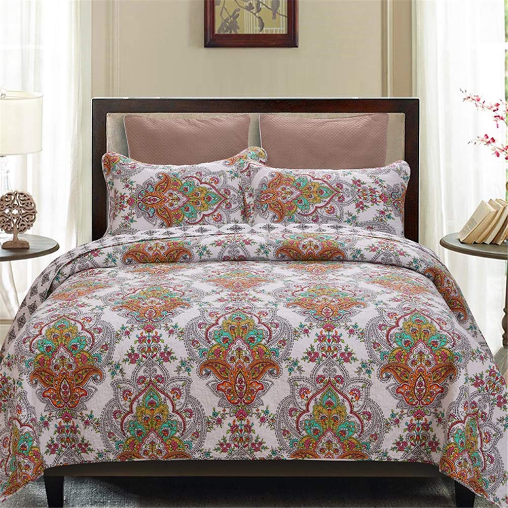 Parure de lit matelassée réversible 230x250 cm motif floral chic