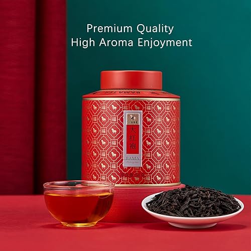 Miniatura 8 de BAMATEA - Té Oolong Da Hong Pao prémium de hoja suelta  Té Oolong de roca Fujian Wuyi Dahongpao Big Red Robe  Té chino de alta montaña 1.76 oz (50 g)