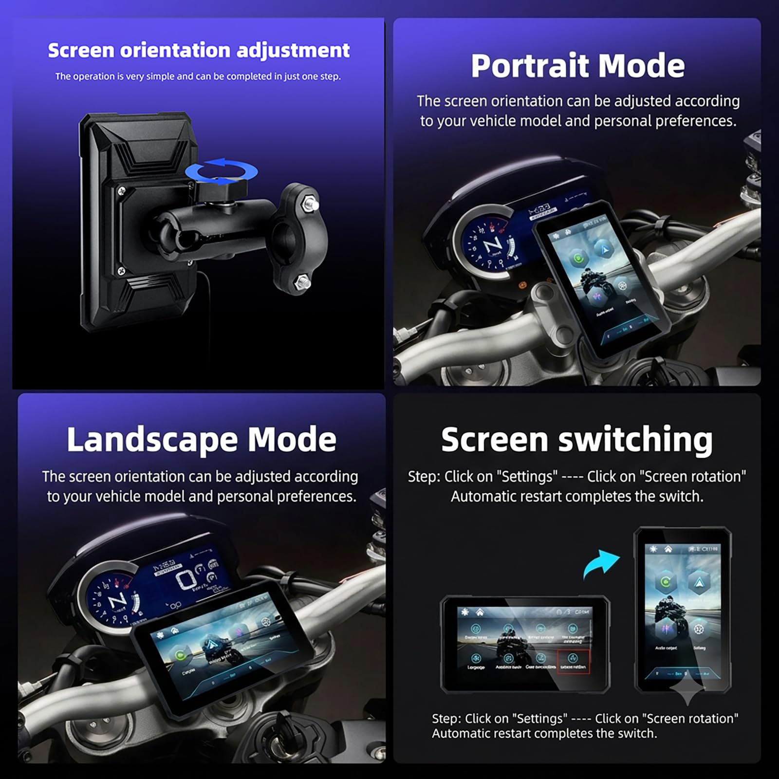 5" Navigazione Digitale Portatile per Moto Wireless CarPlay Android Auto