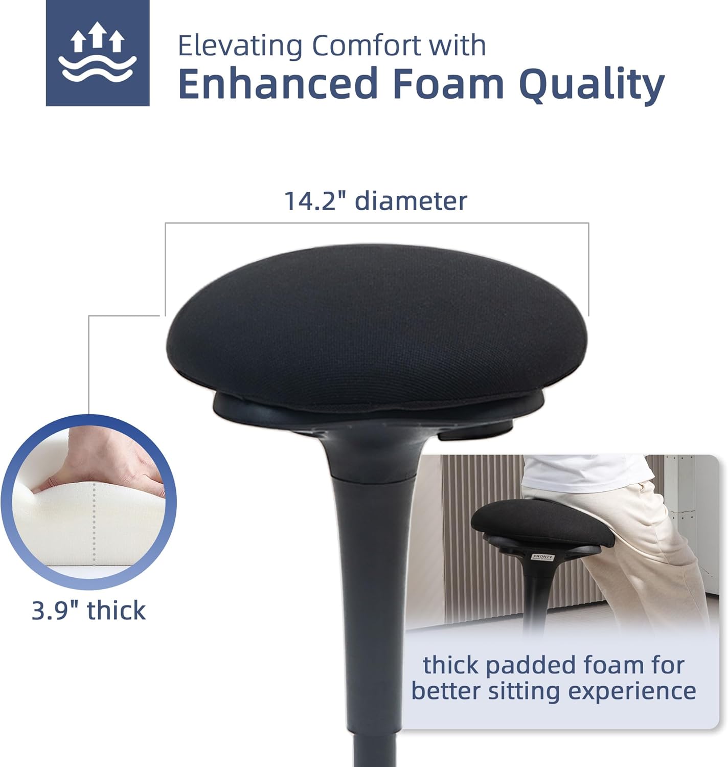 Person using the HOMCOM wobble stool at a standing desk