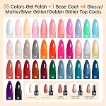 PEACECOLOR 53Pcs Gel Nail Polish Kit with U V Light and Drill 35 Colors Gel Polish Set 5Pcs Glossy/Matte/Glitter Top Base Coat Manicure Tools Nail Kit Gifts for Women DIY Home Salon