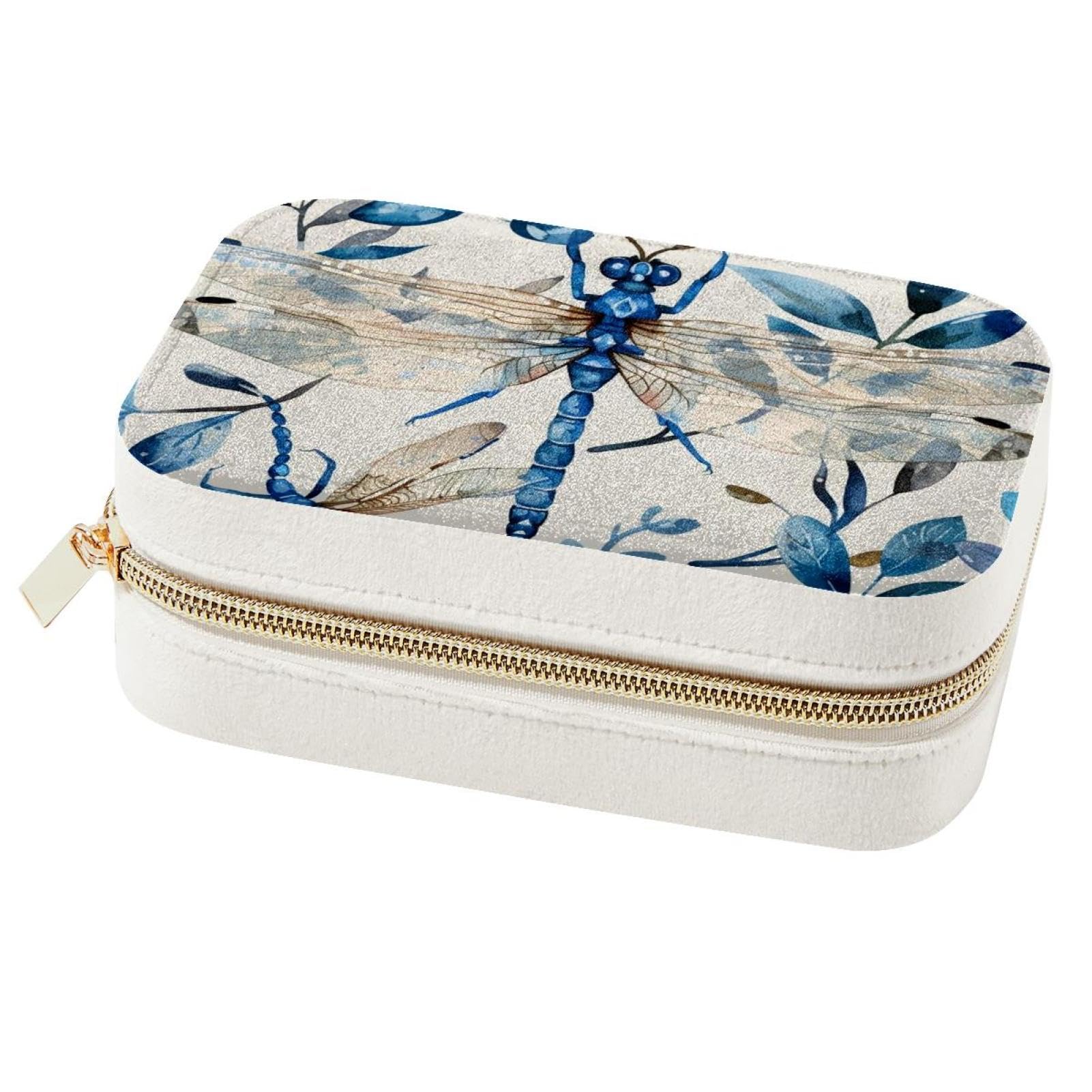 Organiseur de bijoux de voyage libellule bleue pour ranger boucles d'oreilles en vacances