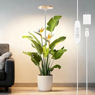 SDOVUERC Full‑Spectrum Grow Lights for Indoor Plants – Adjustable Height Plant Lamp with Wood‑Grain Finish, 6/12/18H Timer, 3 Color Modes, Perfect Plant Lights for Houseplants Growing.(Pack 1) - Amazon product rated Grade A