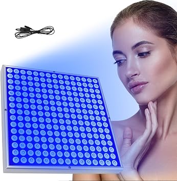 Home Tanning Lamp, 45W 460nm Full Blue Self Skin Tanning Light, with 225 LEDs for Face and Body, Home Foldable Portable Facial Tanning Lamp, Skin Beauty Equipment, Large Area Lighting