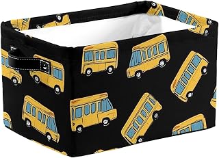 ZSUUGJ - Cesta de almacenamiento con forma de autobús escolar, color amarillo con asas plegables, para habitación de niños, dormitorio, cuarto de baño, sala de juegos