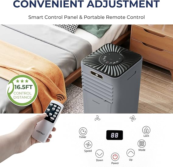 Costway مكيف هواء محمول ، 10000btu مبرد هواء مع تجفيف / مروحة / وضع نوم ، سرعتان ، مؤقت 24 ساعة ، جهاز تحكم عن بعد ، مكيف هواء محمول للمنزل والمكتب ، غرفة تبريد تصل إلى 350 متر مربع. قدم, وشملت طقم النافذة