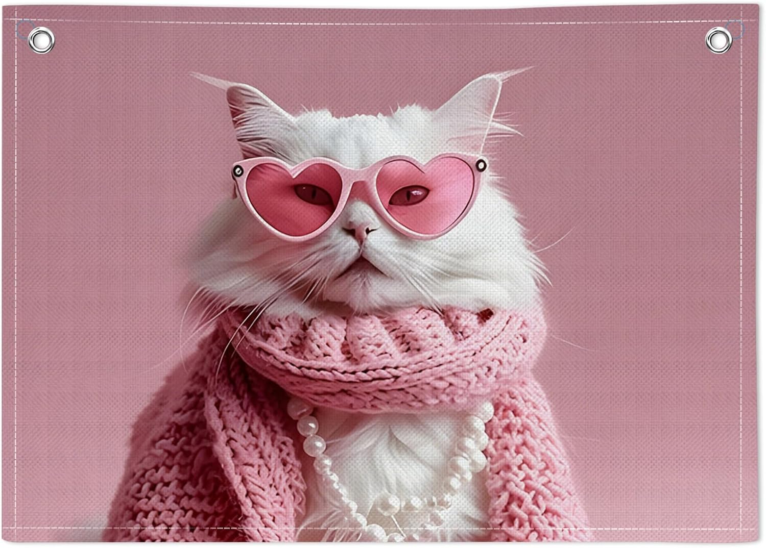 Funky Funny White Cat Wall Decor Banner 20x30in