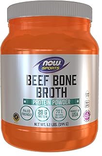 NOW Foods Sports Nutrition, Beef Bone Broth Powder made with Premium-Quality Beef Bone Extract , 1.2-Pound