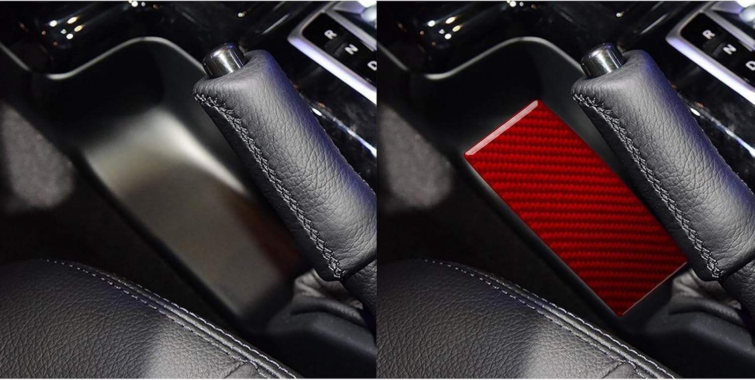 Real Carbon Fiber Compatible with Mercedes-Benz W463 G550 G63 AMG 2014-2018 2015 2016 2017 Accessories Hand Brake Below Decoration Panel Cover Interior Trim Sticker Decal 1PC Red