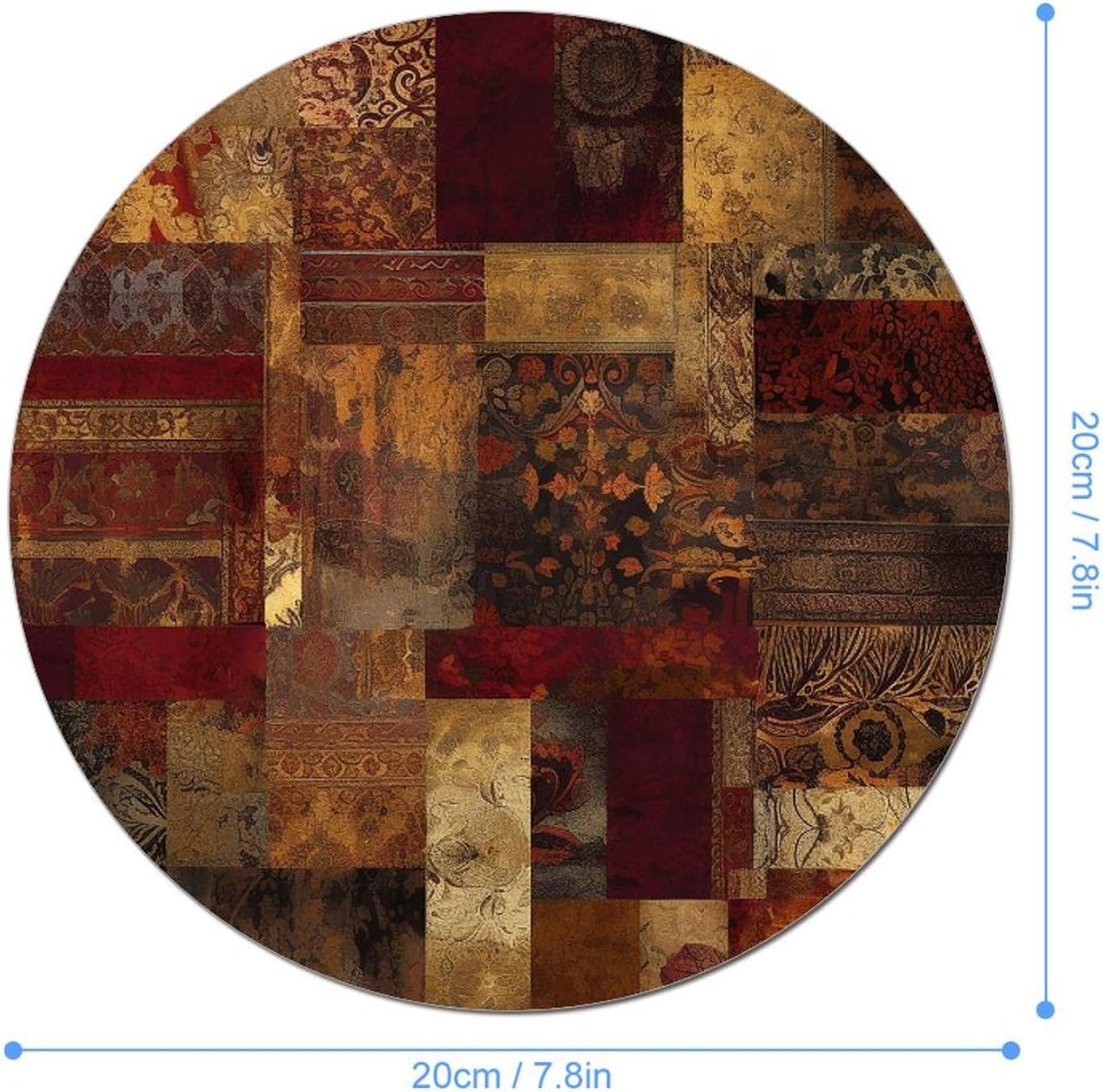 Patchwork Pattern Mouse Pad with Non-Slip Rubber Base Personalized Round Mouse Mat Nice and Cute Gaming Mousepad for Computers Home Office Desk Decor Accessories image 2