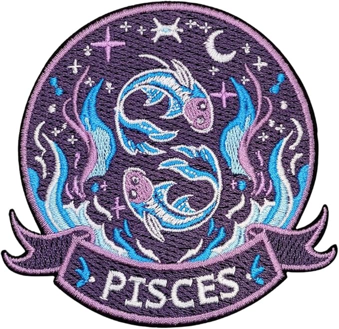 Constellation Pisces Patch – 3.35 inches, Cool Colorful Pisces Iron On Patch – Embroidered Zodiac Iron On Patches for Backpacks