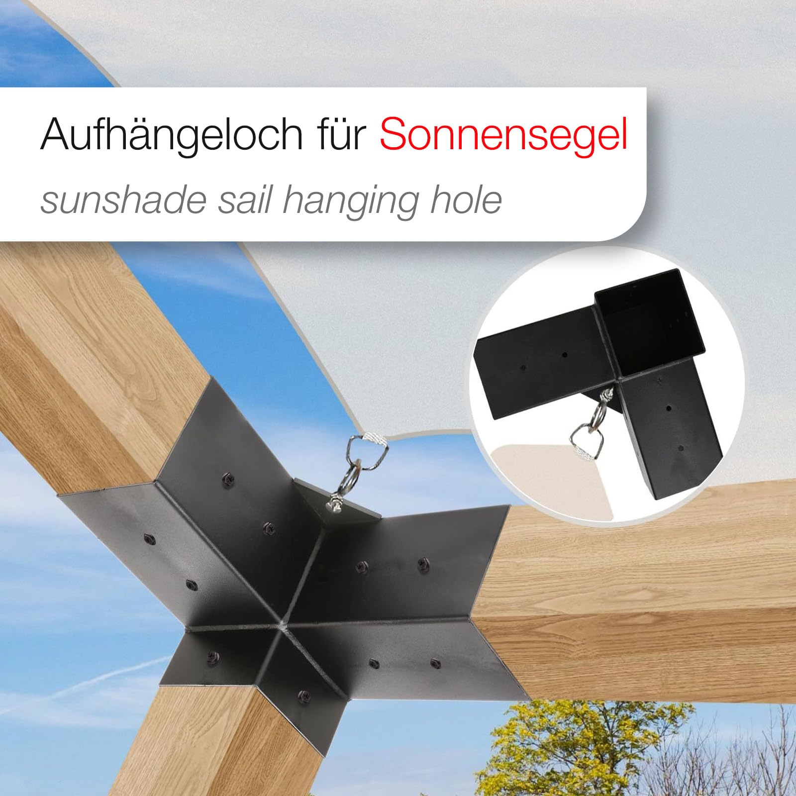 SOTECH Conector de esquina 90 x 90 mm (conector de 3 vías) de acero cuadrado galvanizado y recubierto de polvo negro para una máxima protección contra la corrosión