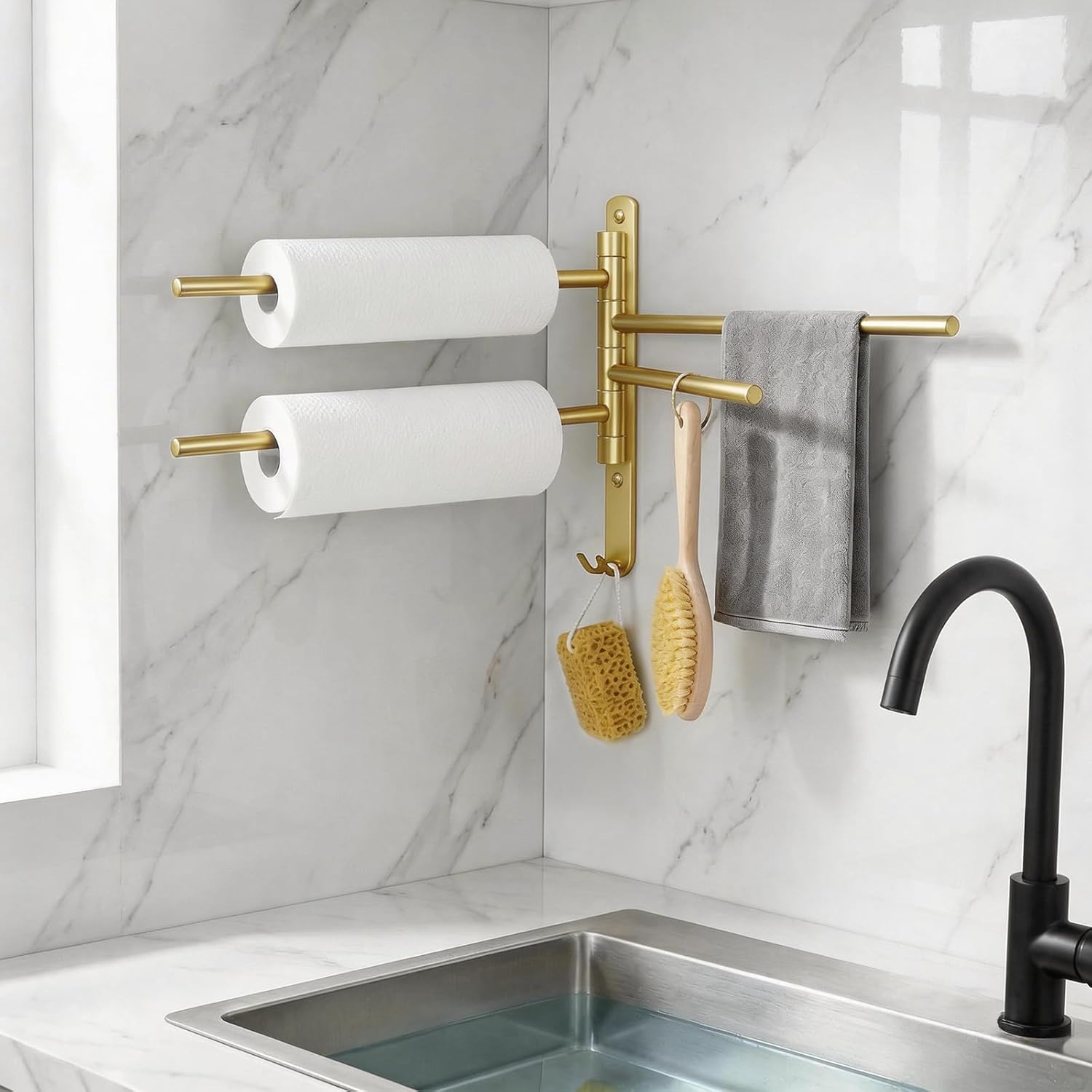 Swivle Gold wall Mounted Clothes Drying Rack and Towel Rack