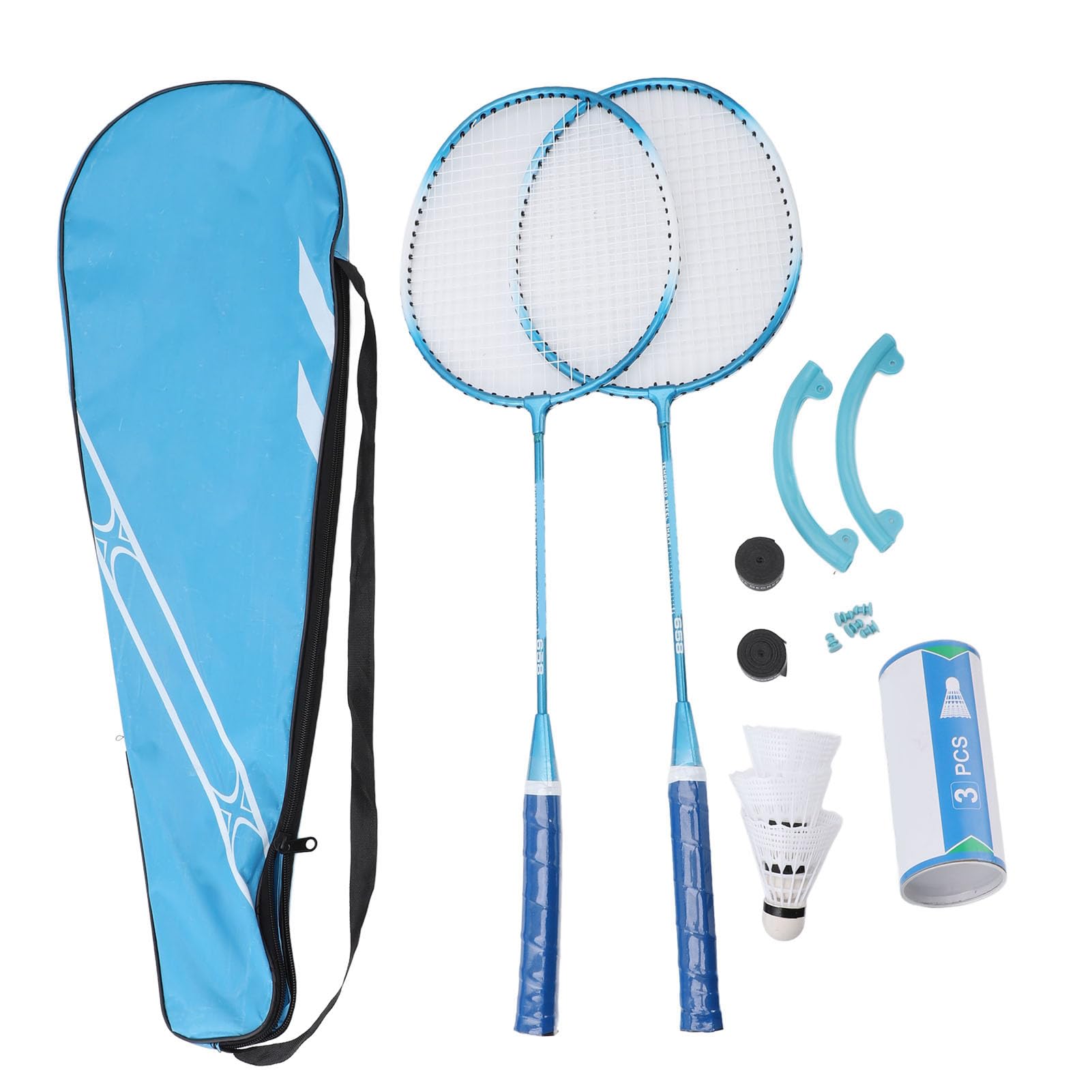 Professionelles Badmintonschläger Set Leichtes Eisenlegierung verstärkter Stoßdämpfung erhöhte Trefferbereich für Anfänger Kinder Erwachsene Outdoor Sportspiele