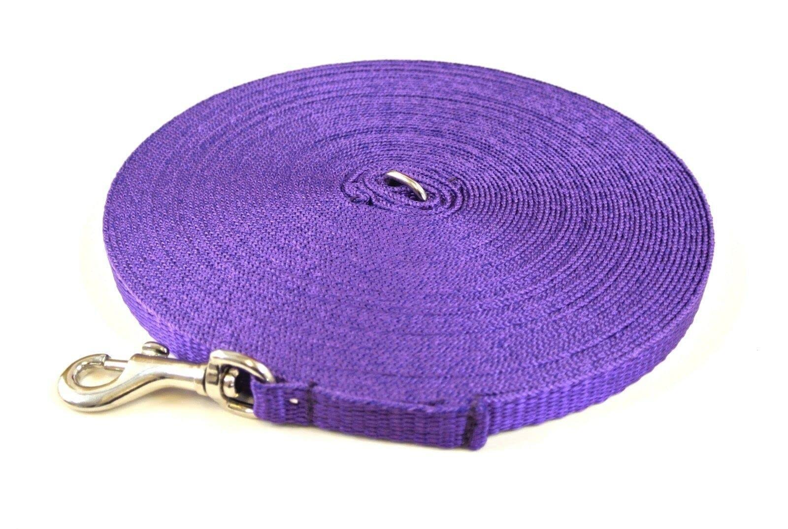 Dog Training Lead Small Dog Puppy Leash 100ft 30m Tracking Recall Obedience Strong 13mm Webbing (Purple) โ image 1