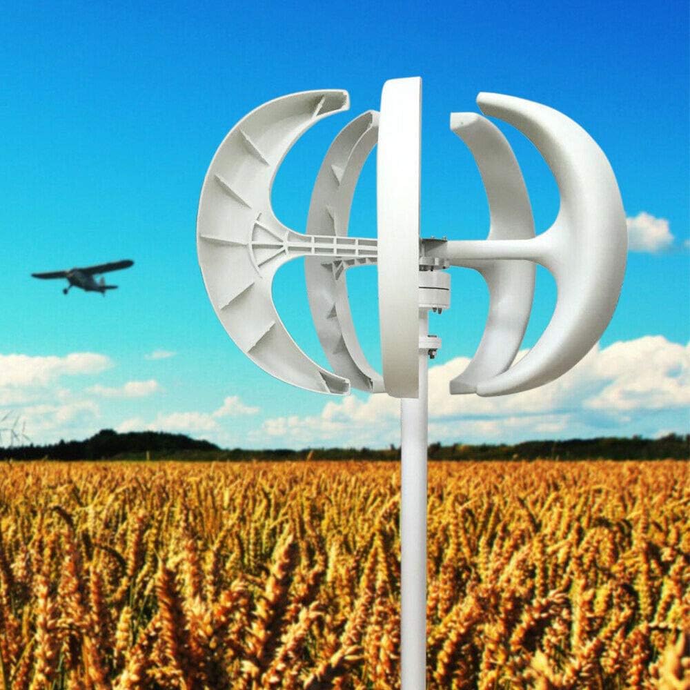 CNCEST 600W Lantern Type 5 Blades Vertical Wind Turbine Generator with Controller, Flange Plate, for Marine Boat Wind Solar Hybrid Streetlight (24V)