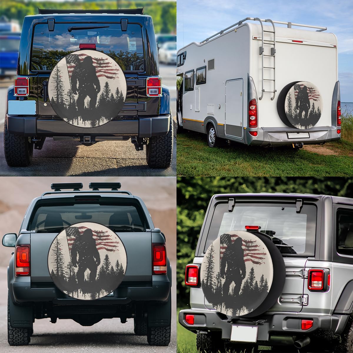 Flag Bigfoot Spare Tire Cover Dust-Proof Wheel Protector for Cars,17" | Flag Bigfoot American Waterproof Wheel Covers Universal Wheel Tire Protectors for Cars Travel Trailer RV Truck SUV Camper