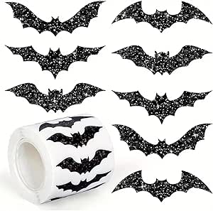 Amazon.com: Bats Halloween Label Stickers, 1.2 inch 500 Pcs Black Bats ...
