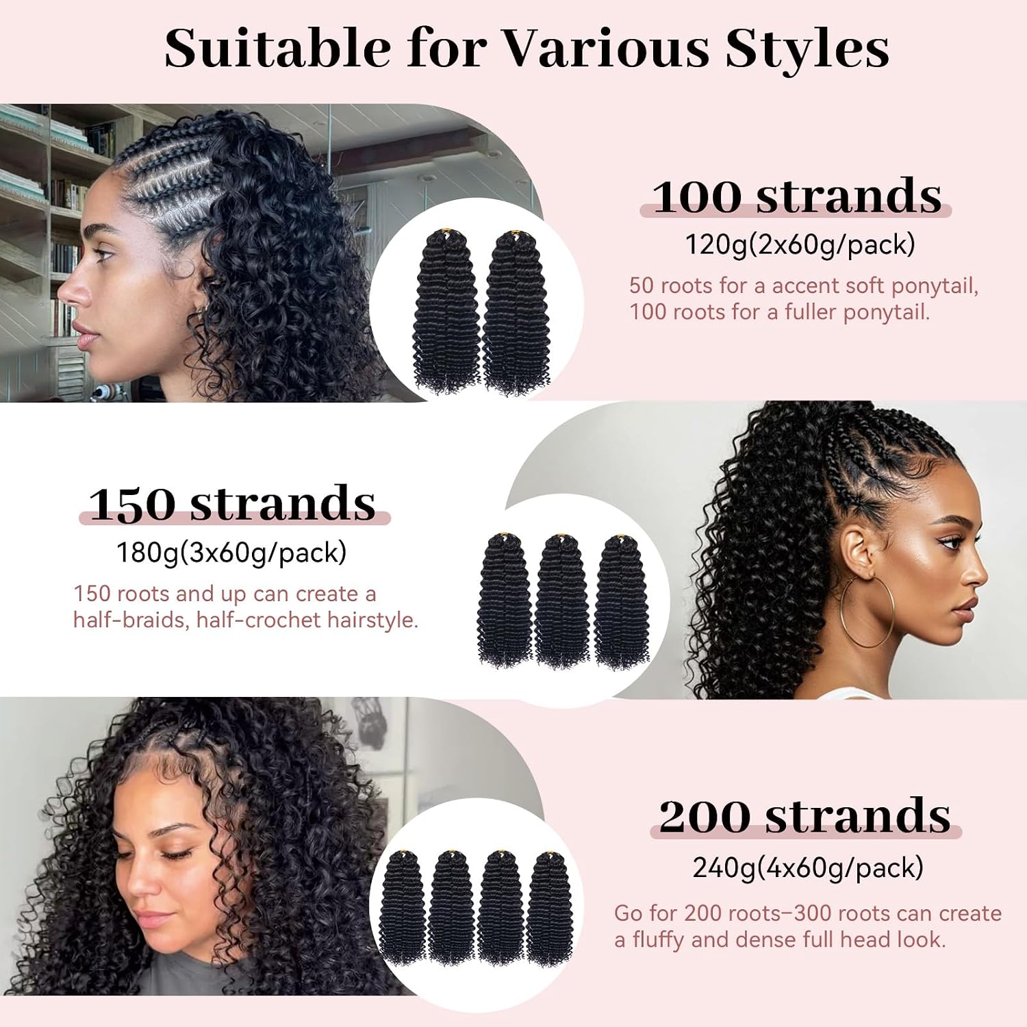 Wicca Feather Crochet Human Hair, 20 Inch 60g 12A Brazilian Virgin Deep Curly Crochet Hair for Black Women, Miracle Knots, Pre-Separated & Knotless for Easy Braiding, Natural Light Weight & Reusable