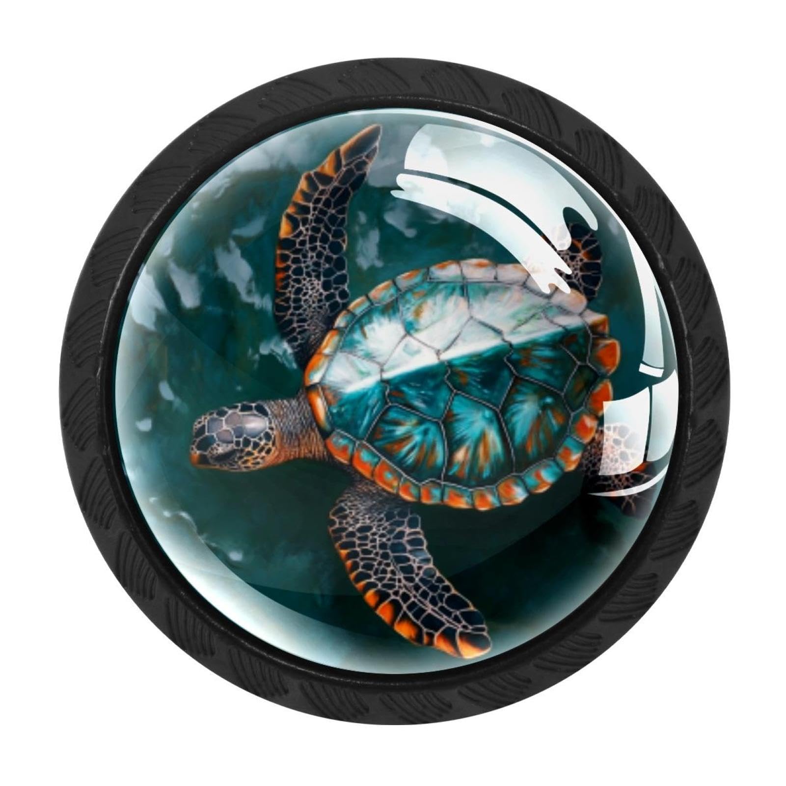 CHENZZZZ 4 Pack Sea Turtle Drawer Knobs Cabinet Knobs Crystal Glass Knobs Pulls Handles for Kitchen Cabinet Hardware Cupboard Door Dresser Wardrobe Home Decor
